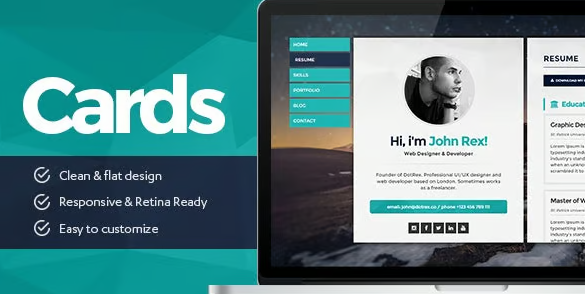 Cards – Resume & Portfolio WordPress Theme Free Download!